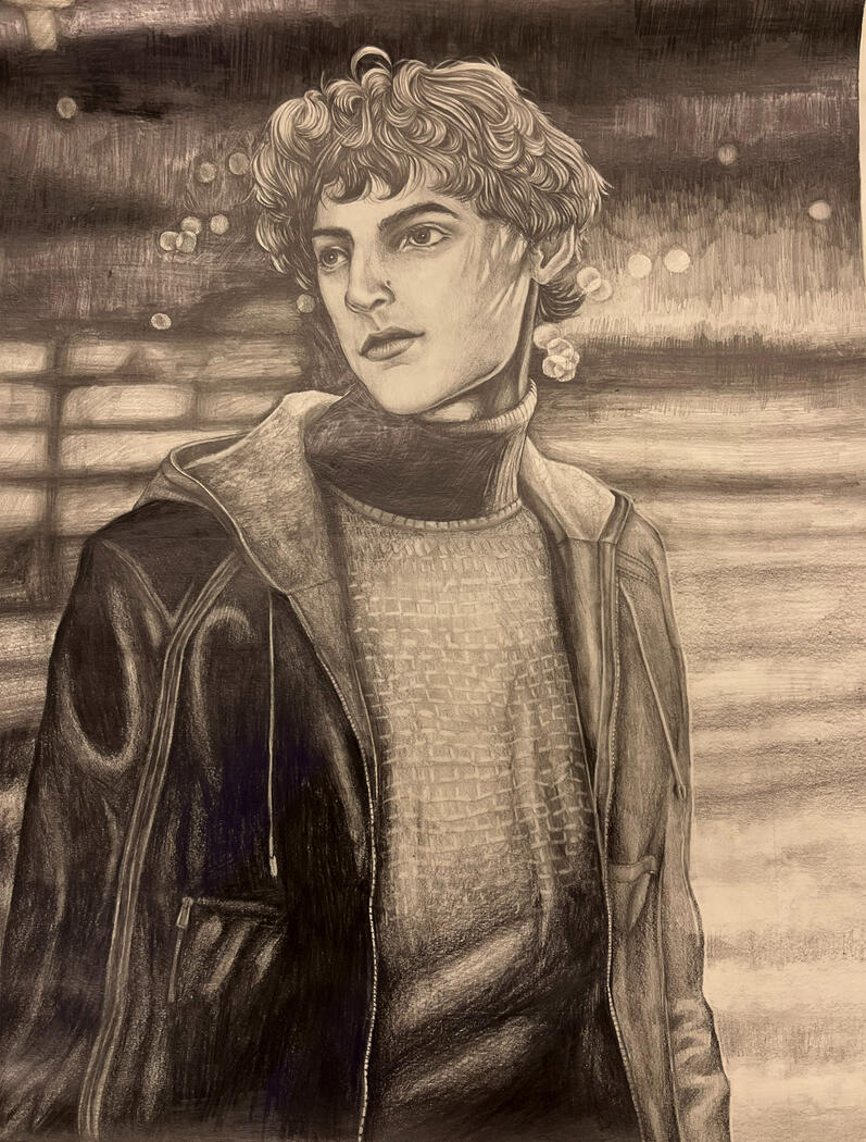 Model Study, 2022 (graphite on paper)