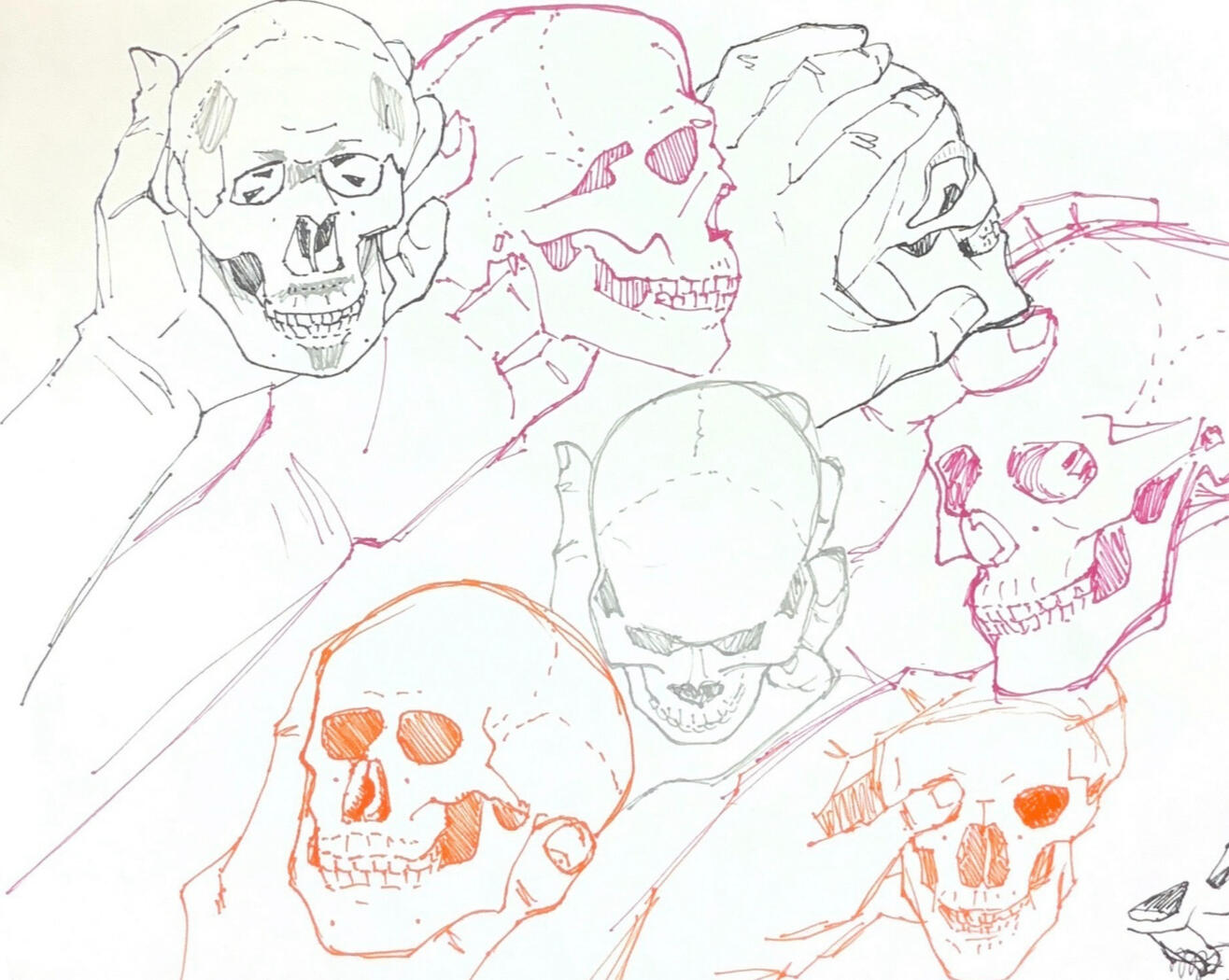 Mini Skull Study, 2023 (ink on paper)